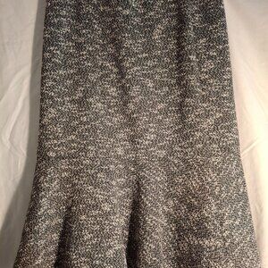 Lands' End Black and White Marled Trumpet Midi Skirt  Size Small